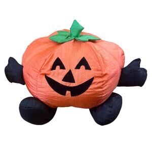 Halloween Pumpkin Plush Jack O Lantern Stuffed Parachute Material VTG 1993 Nylon